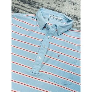 Criquet Short Sleeve Golf Tennis Polo Shirt Mens Large Pima Cotton Blue Stripe